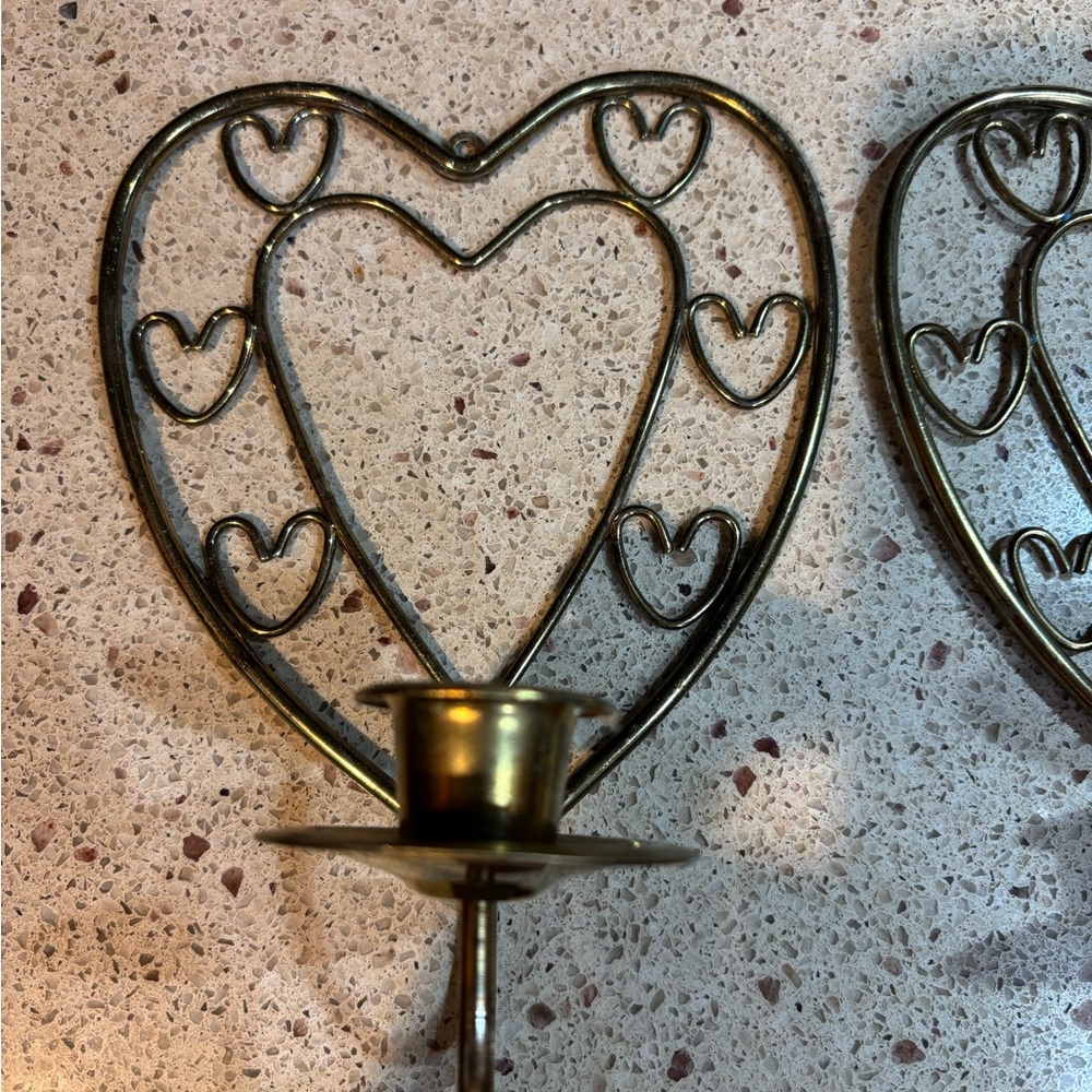 Vintage Home Interior Brass Heart Candle Holder